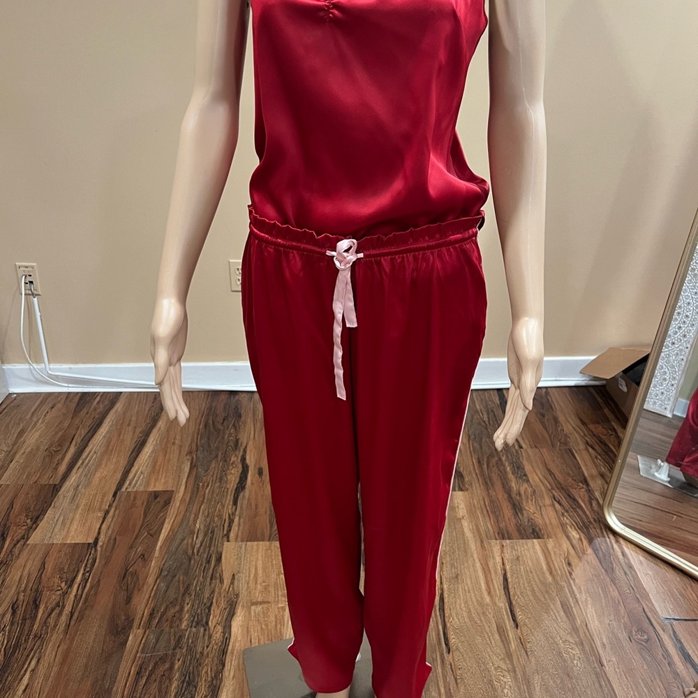 Victoria's Secret Red Satin Jumpsuit